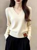 ZOSOUL Minimalist V-Neck Ribbed Knit Sweater