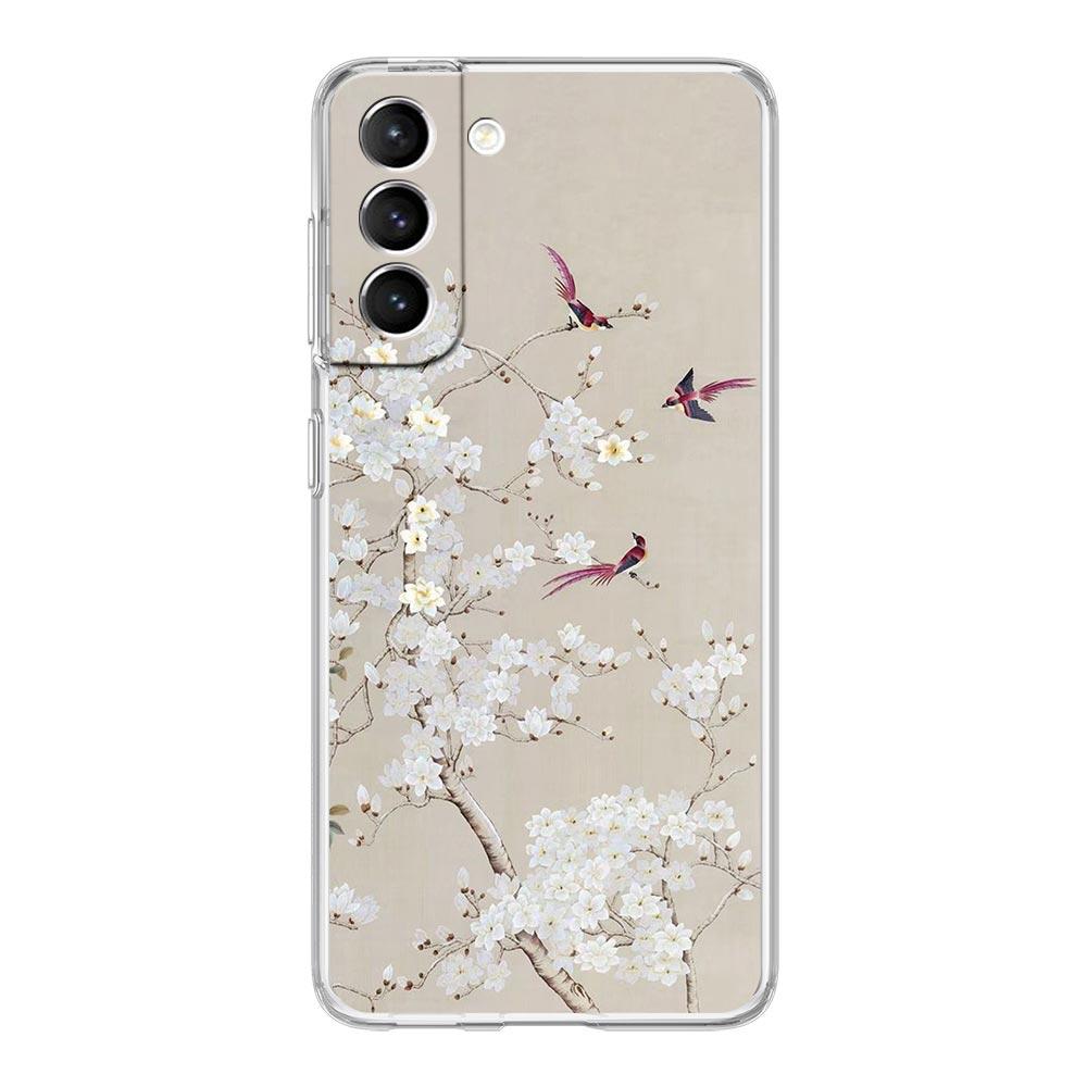 Цветочный чехол для телефона Samsung Galaxy S24 S23 S22 S20 Ultra S21 FE 5G S10 S9 Plus S10E S8 Мягкий силиконовый прозрачный чехол