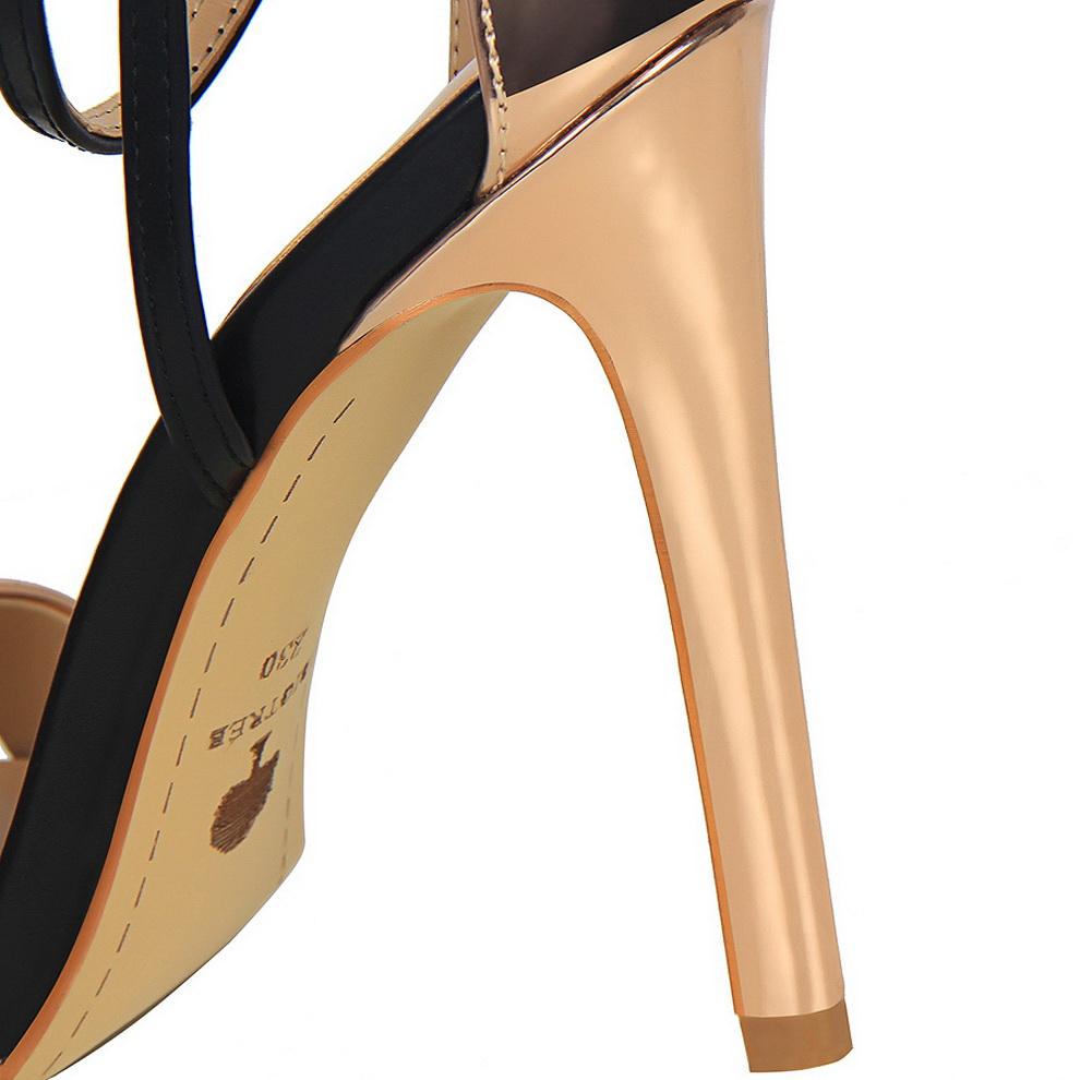 Bigtree Модные женские сандалии с открытым носком на тонком каблуке для ночного клуба на сверхвысоком каблуке и с открытым носком в тон одного цвета