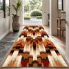 Moroccan Area Rug Ethnic Geometric Pattern Orange Runner Rug for Hallway Kitchen Anti-Slip