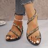 Новые модные женские сандалии с ремешком на щиколотке, со стразами, плоские сандалии, повседневные нескользящие сандалии для женщин