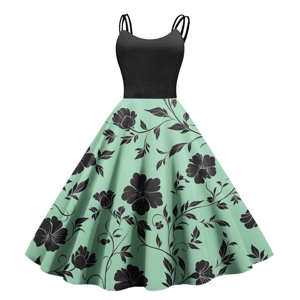 Women's Casual Fashion Print Sexy Off Shoulder Punk Retro Dress Retro Dress Dress