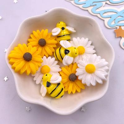 10 шт. смоляные милые красочные 3D мультяшные фигурки пчелы и цветка плоская задняя часть стразы садовый альбом DIY бант декор аксессуары