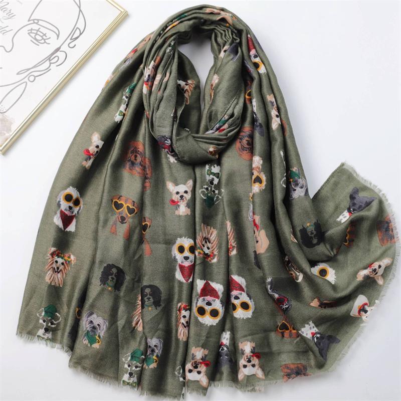 Зимний очаровательный узор с собакой таксой Вискозные шали шарф с очками - Мягкая толстая пашмина хиджаб с игривыми котятами