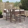 VidaXL Garden Bar Set with Cushions 5 Pcs Brown Poly Rattan, Bar Table Set, Table and Bar Chair, 3200655