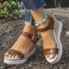 2025 Летняя мода женские босоножки на танкетке коричневые сандалии на платформе с пряжкой на ремне женские толстые нескользящие пляжные туфли женские
