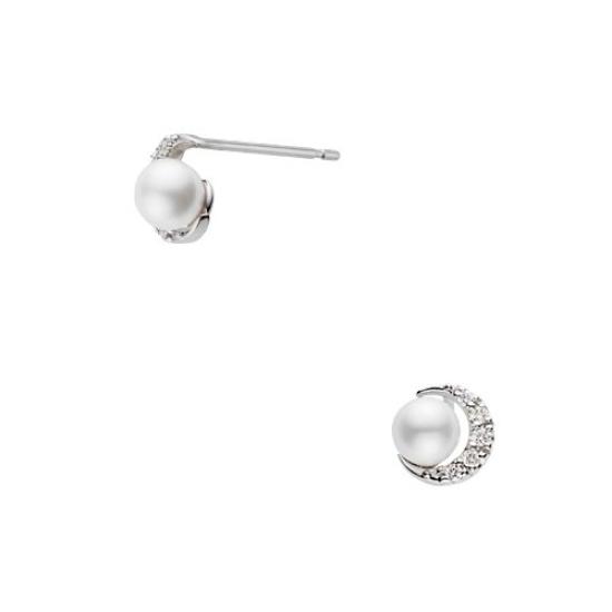 Серьги Платина Lune Blanc Жемчуг Акойя Бриллиант Полумесяц APVA2381 PA [Vendome Aoyama] [Официальный]