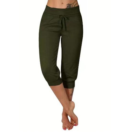 Женские брюки 3/4 длины капри леггинсы эластичный пояс спортивные штаны тренировочные штаны беговые джоггеры