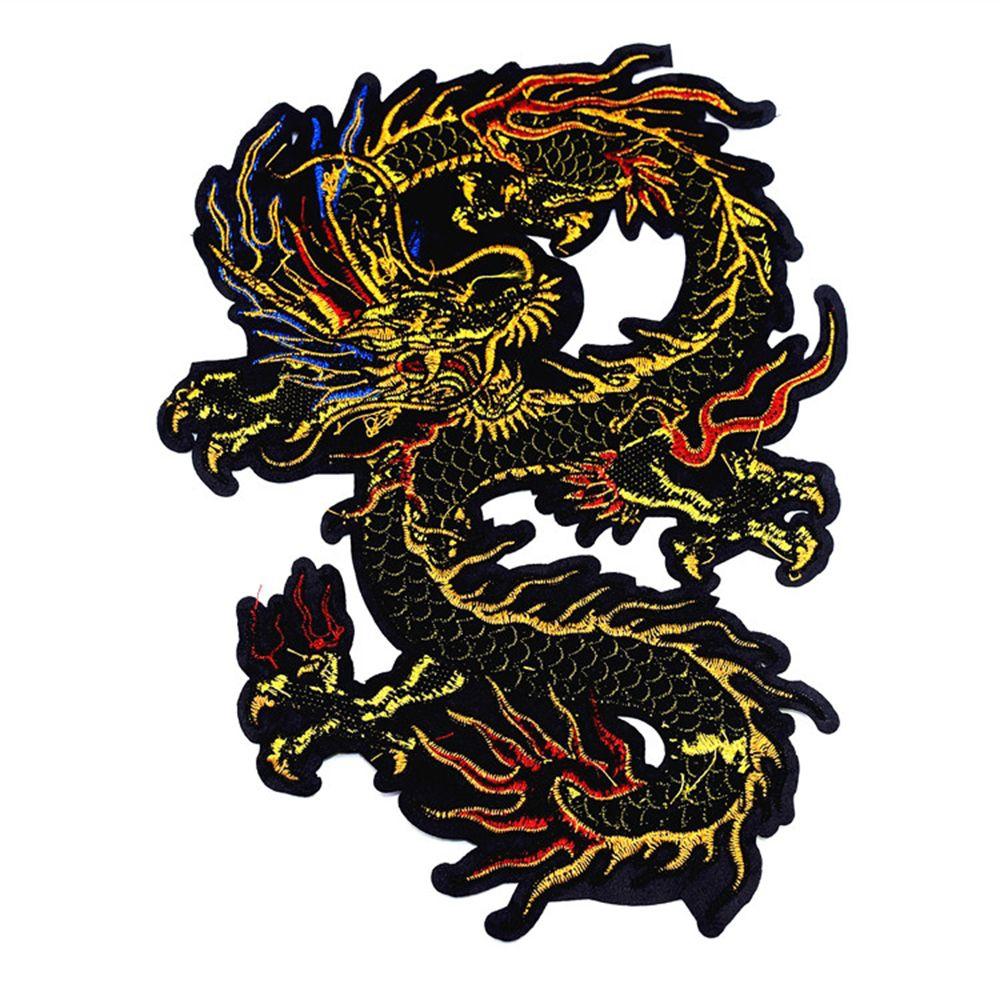Chinese Dragon Golden Jeans Decoration On Clothes Clothing Accessory Patch Applique DIY