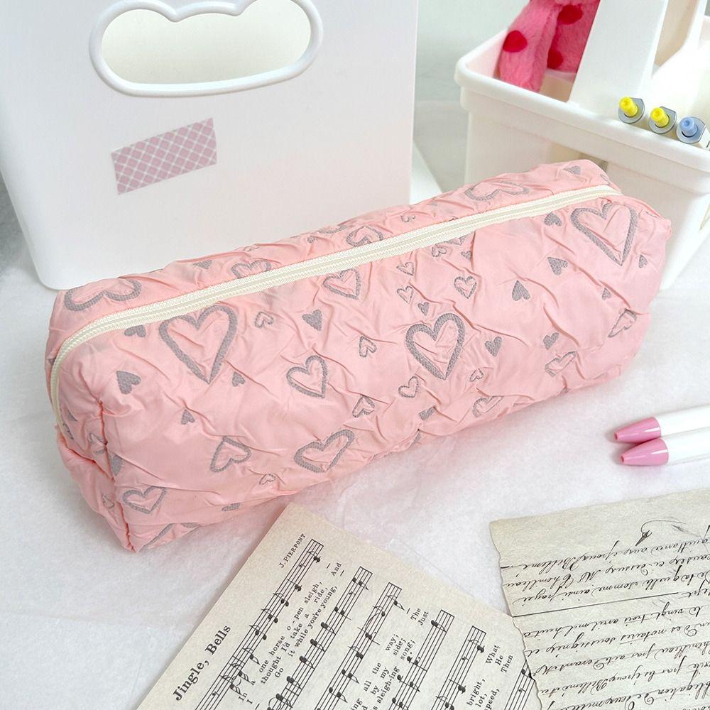 Love Print Pattern Stationery Bag Large Capacity Storage Bag Simple Pen Bag Student Gift