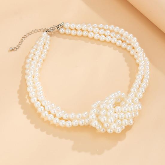 Женское ожерелье, гладкий многослойный жемчуг, регулируемая длина, украшение из искусственной шеи из нержавеющей стали, ювелирные изделия на день рождения