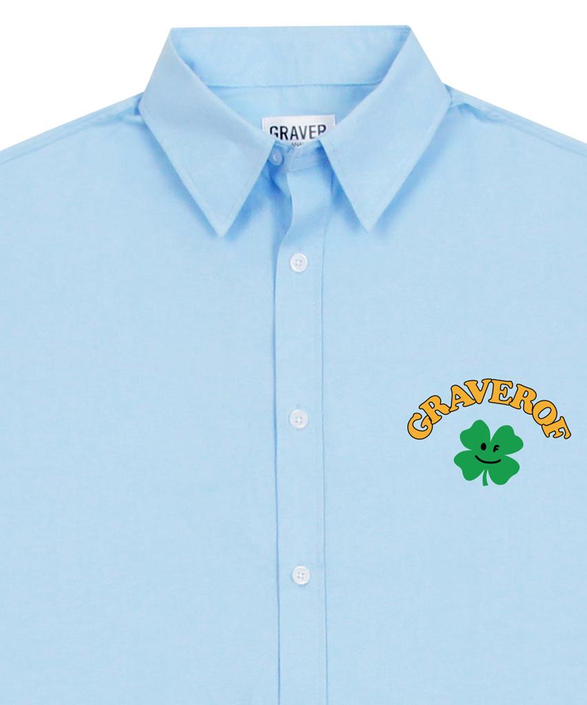 GRAVER [Unisex] Clover Graverof Arch Logo Basic Shirt_Sky Blue