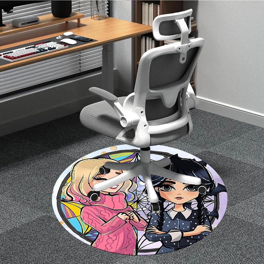 1PC Wednesday Office Round Area Rug, Indoor Mat Suitable For Office, Under Office Chairs Bedroom Living Room Home Decor, Room Deco110