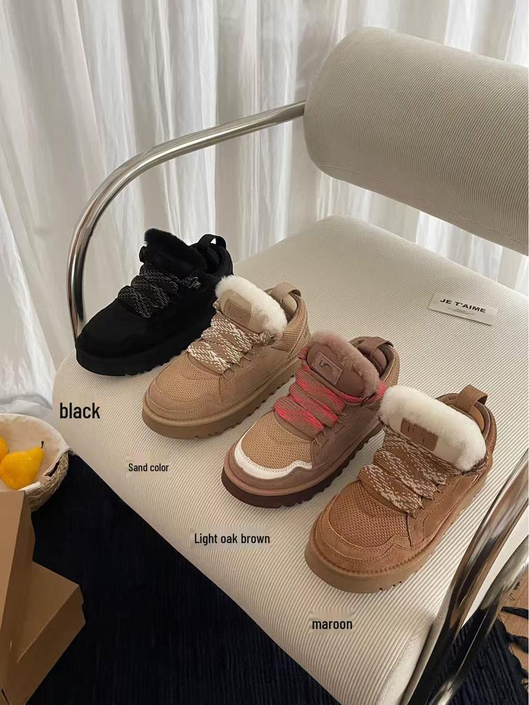 Женские зимние ботинки Henan Sangpo на толстой подошве, с меховой подкладкой, из коровьей кожи