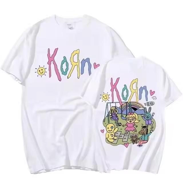 Korn Музыкальный Концерт Рок-группа Мировое Турне Чистый Хлопок Футболка Высокое Качество Уличный Универсальный 2024 Летняя Мода Футболка