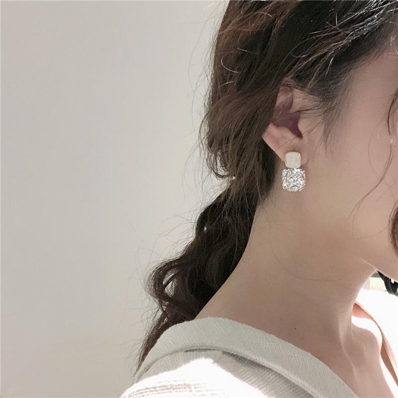 Sparkly Purple Rhinestone Earrings Drop Hook Enamel Earring Dangle Stud Earrings Wedding Gift for Lover