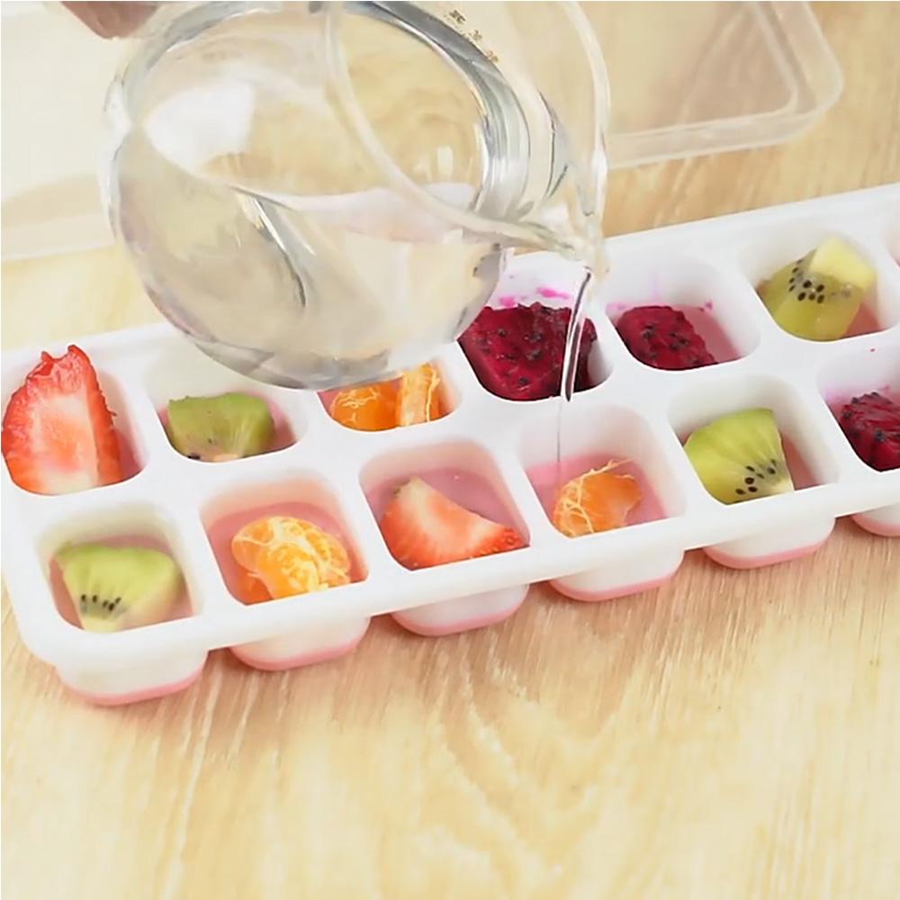 2/4pcs Ice Cube Tray Mold with Lid Silicone Square 14 Cube Easy Release Ice Cube Molds Kitchen Bar DIY Iced Cocktail Freeze Tool 6