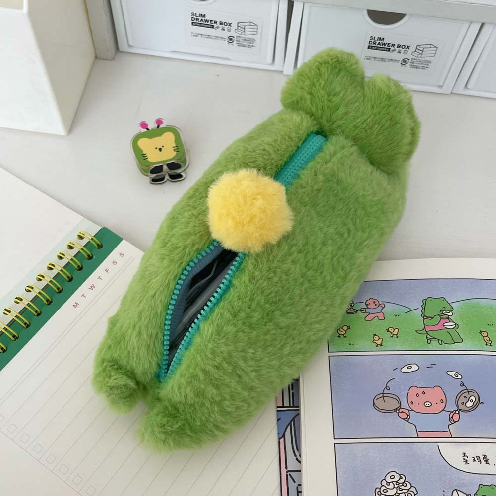 Large Capacity Cartoon Cat Plush Bag Cartoon Animal Cat Plush Pencil Pouch  Student