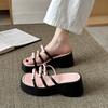 French Beautiful Bow Slippers Female Summer Wear 2025 Fairy Style Thick Bottom Open Toe Wedge Heel High Heel Sandals