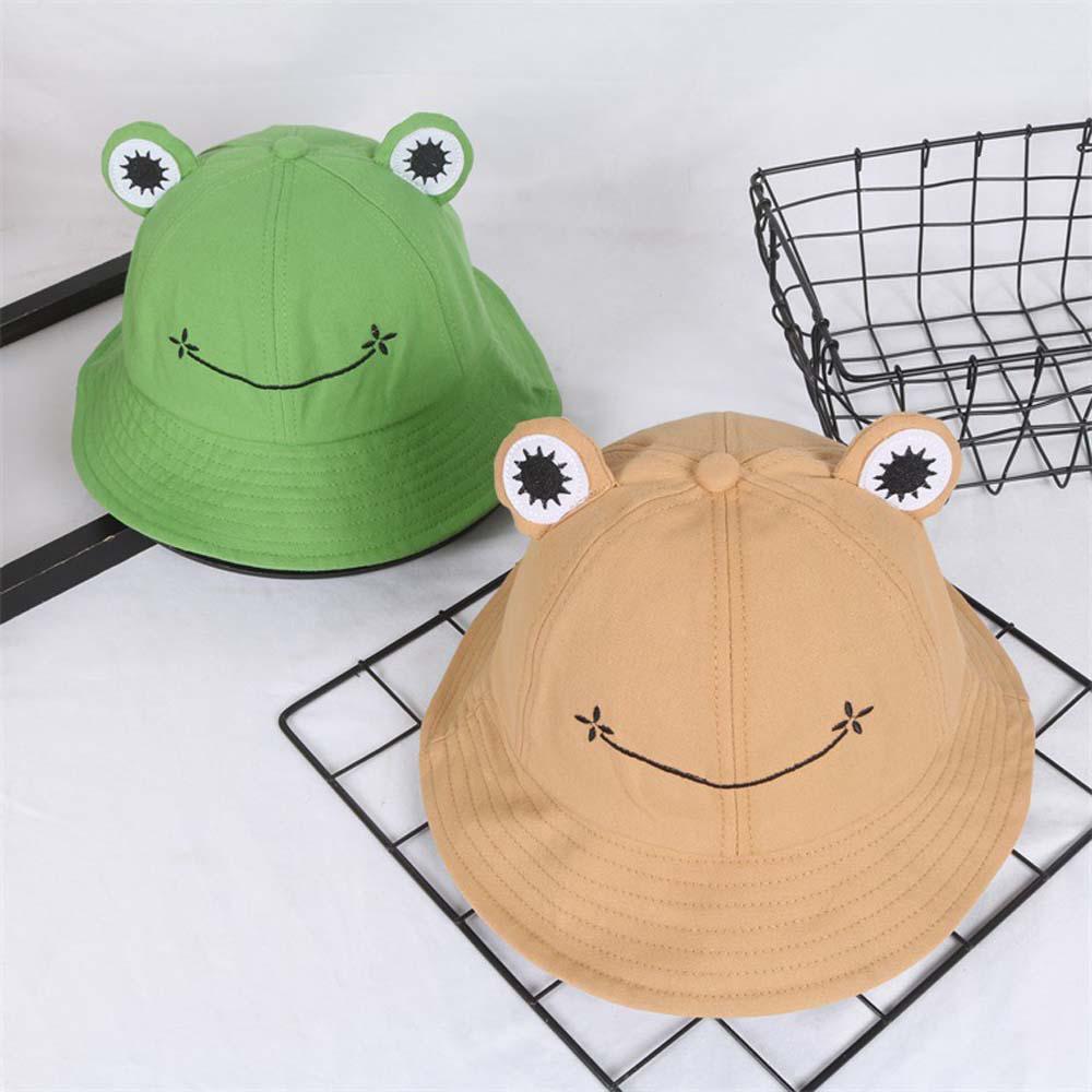 Cute Adjustable Cotton Embroidery Frog Women Fisherman's hat Visors Hat Bucket cap Sun Hat