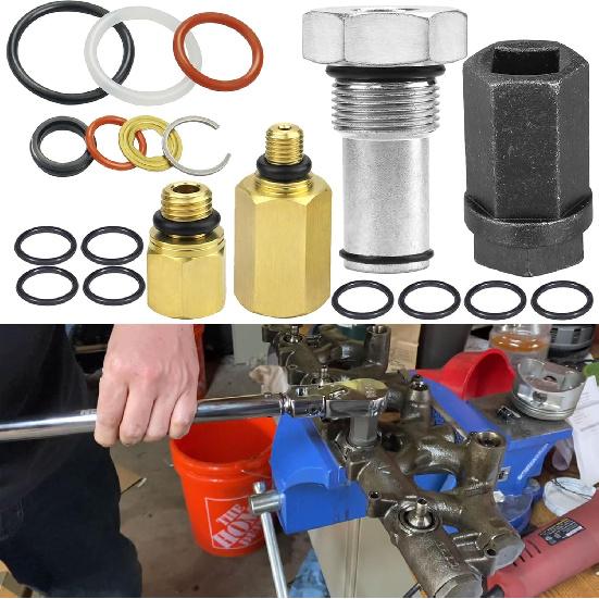 6.0L Diesel Fuel Rail Adapter, High Pressure Rail Adapter Leak Test Tool, Nozzle Cup Seal O-Ring Sleeve, Ford 6.0L Powerstroke Diesel Fuel Injector