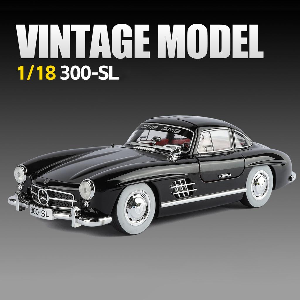 EFVAK1 NEW 1:18 Benzs 300SL Alloy Car Model Sound and Light Pull Back Children's Toy Collectibles Birthday Gift
