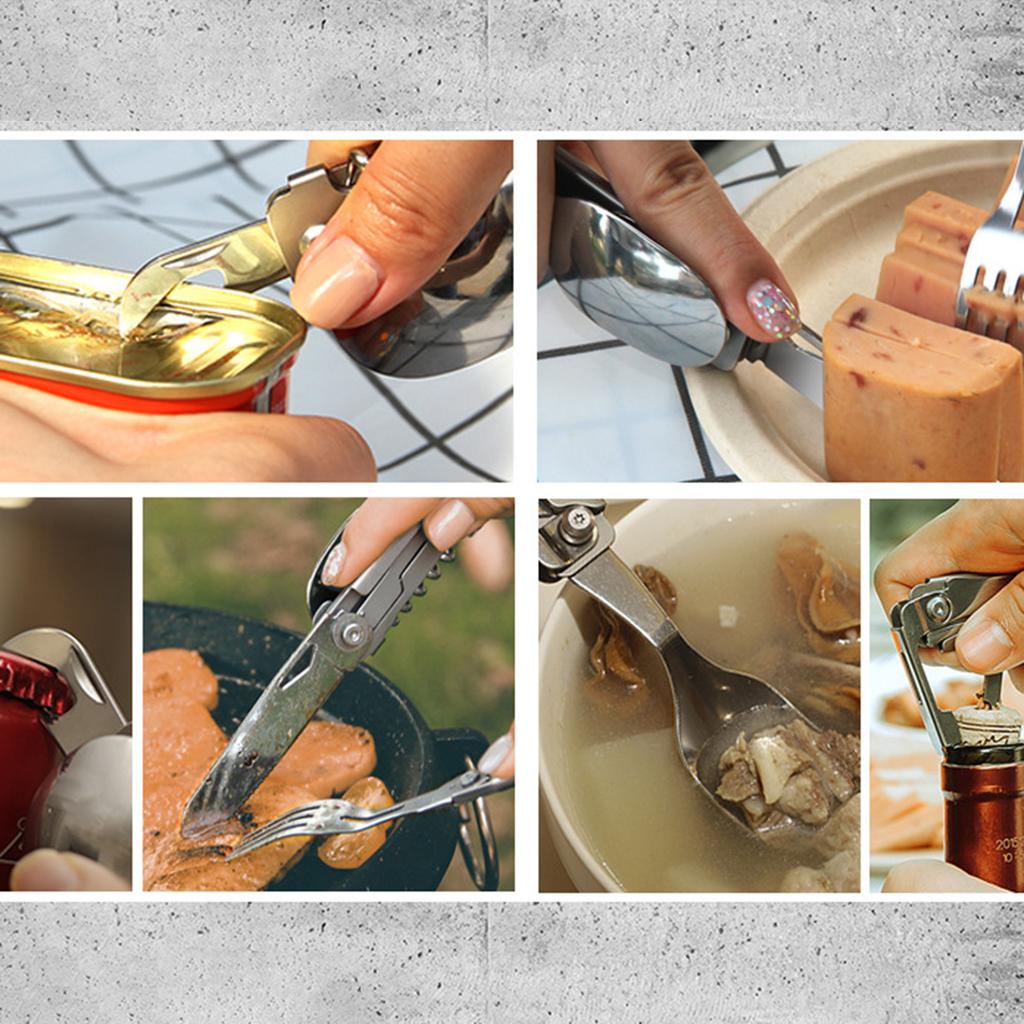 Набор складных столовых приборов для улицы, портативный, ложка, вилка, нож, компактный, для кемпинга, пикника, путешествий, легкий