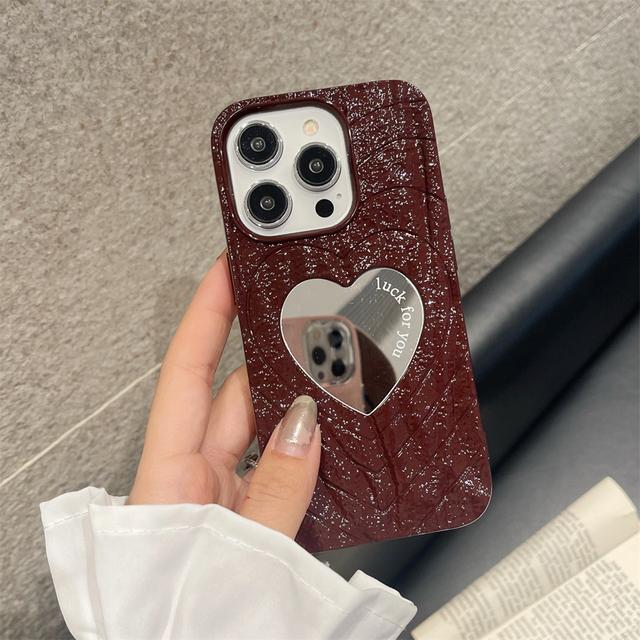 Роскошный мягкий чехол для телефона с зеркалом для макияжа и сердечком для Iphone 14 13 12 Pro Max 11, милый простой стильный противоударный чехол Funda