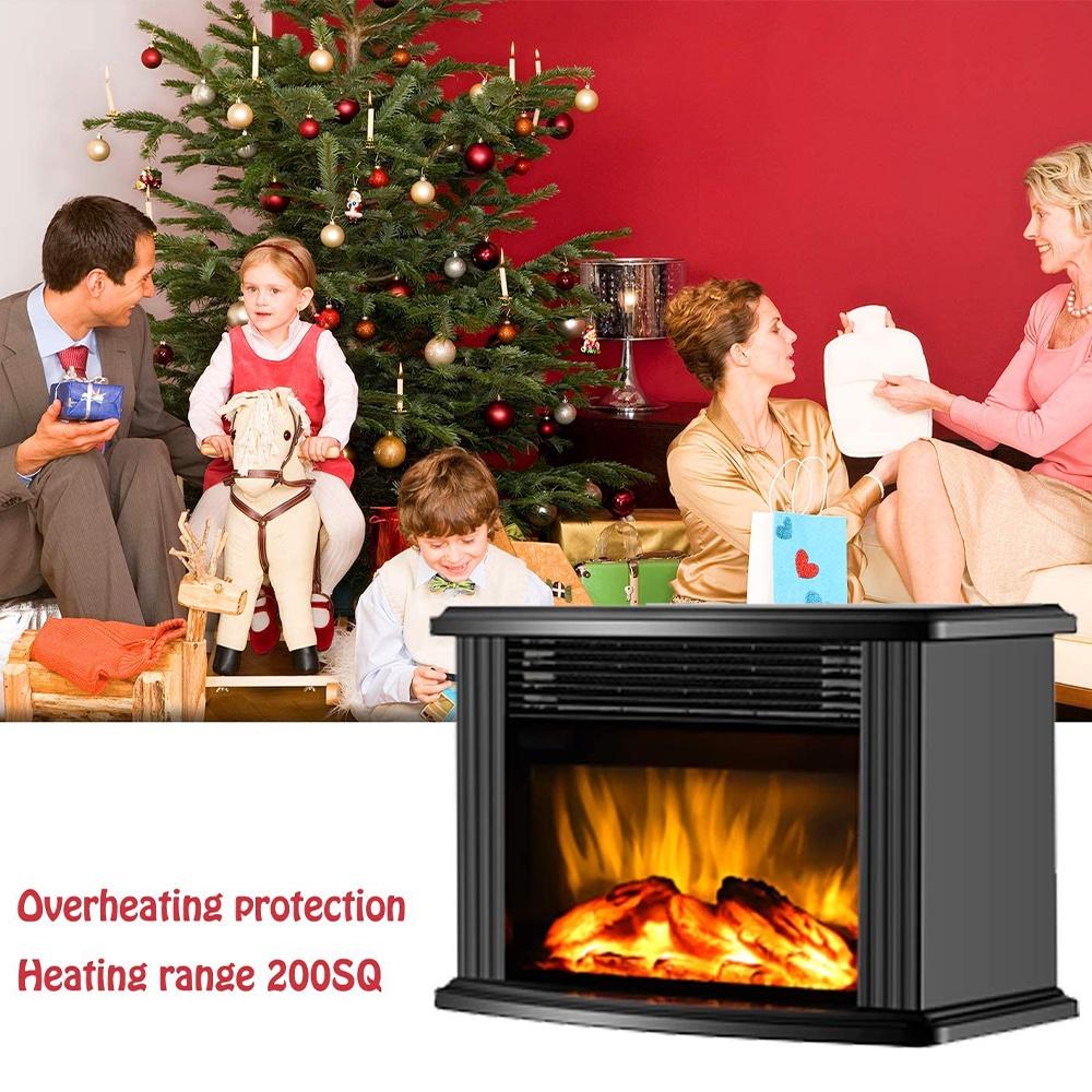 1000W Electric Fireplace Heater with Remote Control Fireplace Electric Flame Decoration Portable Indoor Space Heater