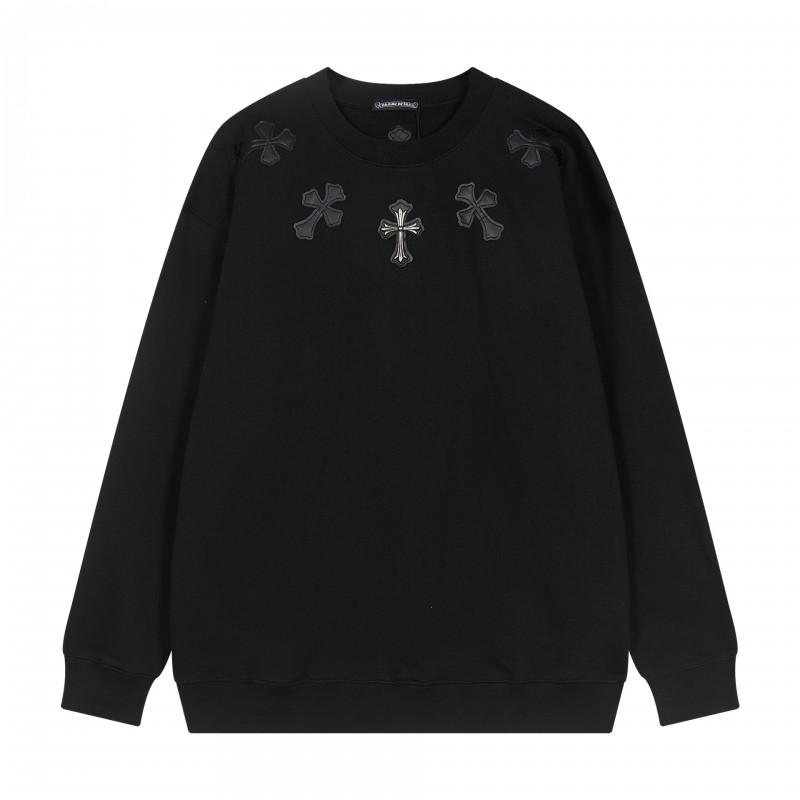Unisex Oversized Cotton Hoodie With Embroidered Cross Streetwear Long Sleeve Crewneck Sweatshirt