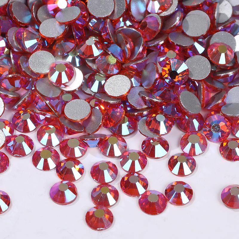 Цветной АБ Хрусталь Плоское Дно Сверло Круглое Сверло для Ногтей Сделай Сам Красочные Украшения для Ногтей