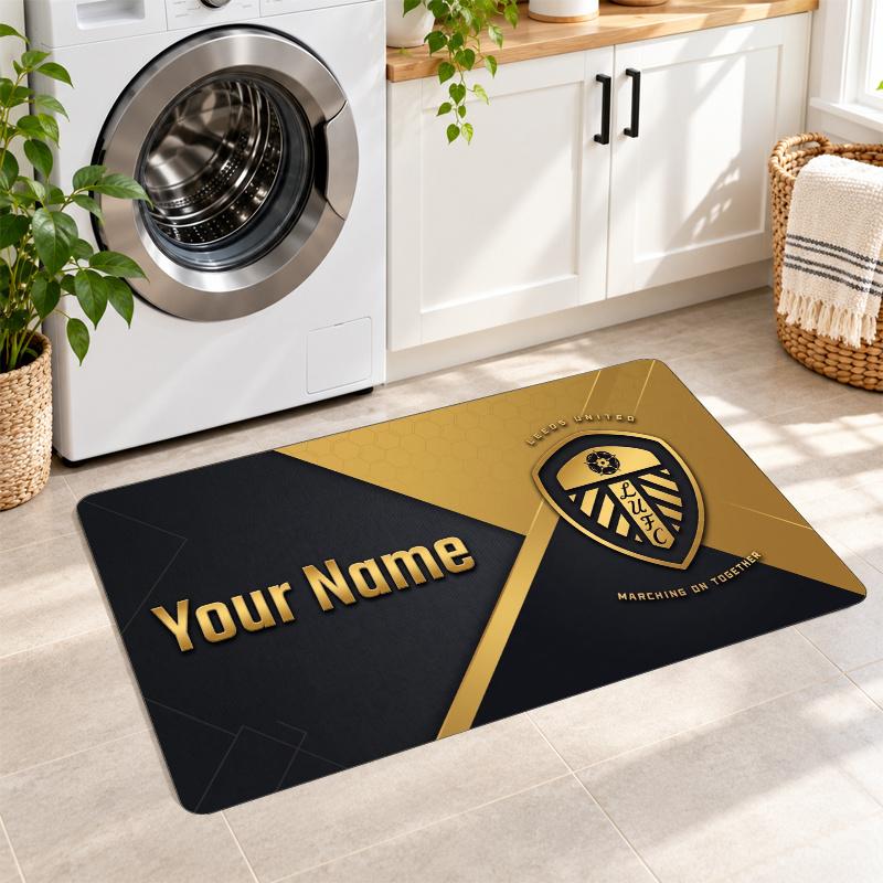 Leeds United Custom Name Flannel Rug Kitchen Mat Non Slip Floor Carpet Personalized Home Decor