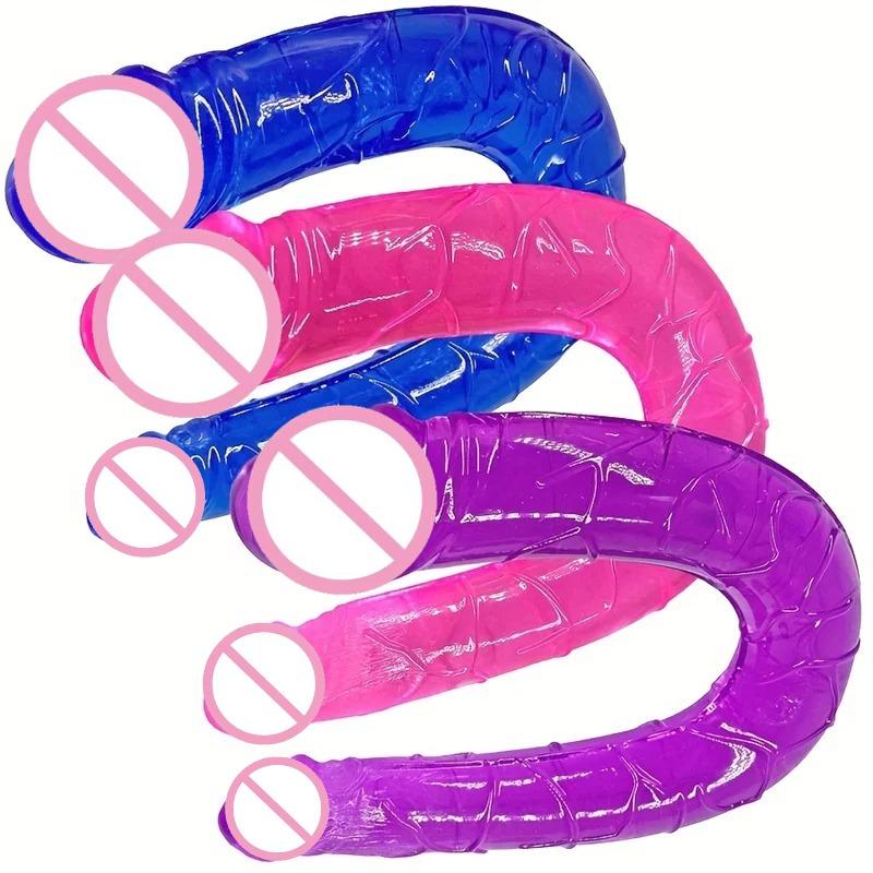 Товары для взрослых Секс-игрушка Двусторонний Реалистичный Дилдо Гибкие Желейные Дилдо Пенис Петух Анальная Пробка Массажер Стимуляция точки G