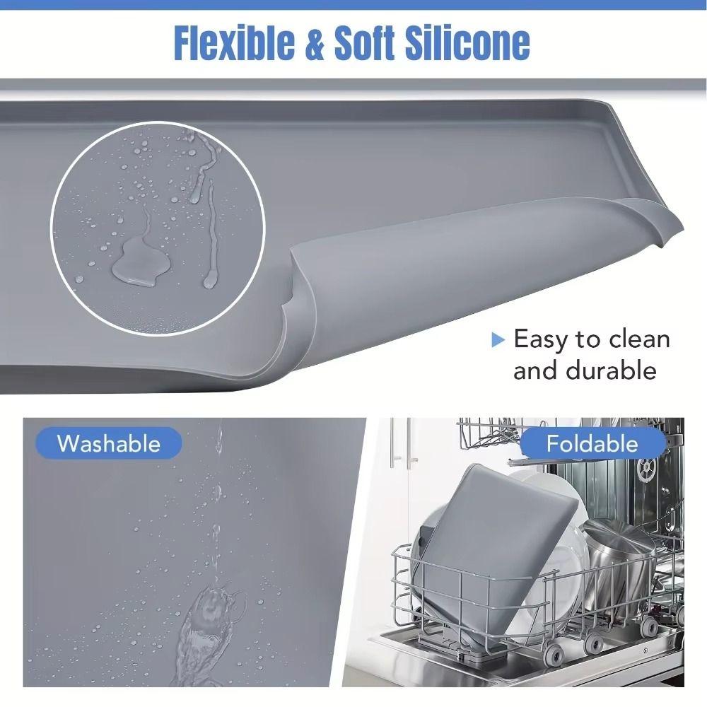 Leak-Proof Anti Slip Washing Machine Drain Tray Extra Thick Silicone Storage Mat  Washing Machine