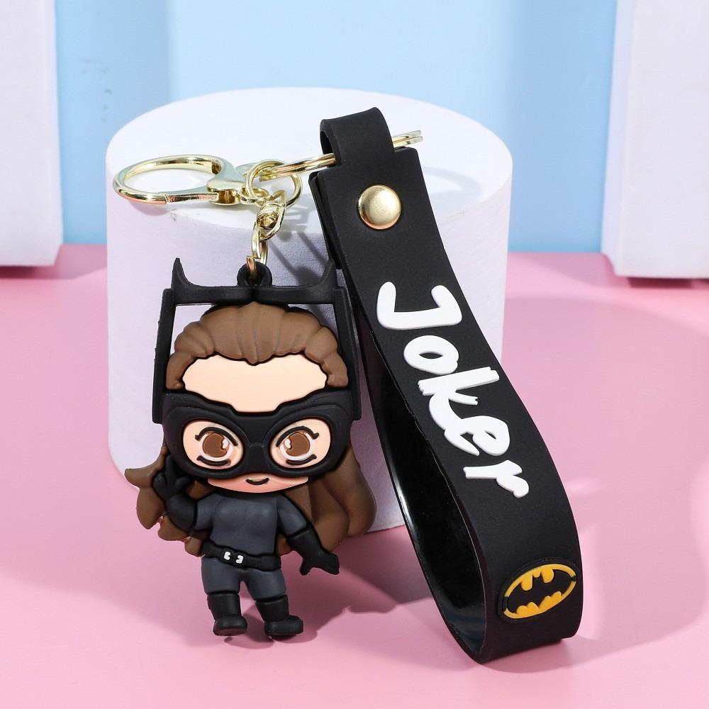 Anime cartoon l Batman Catwoman Joker image doll PVC car keychain cute Halloween series bag pendant ornaments key ring