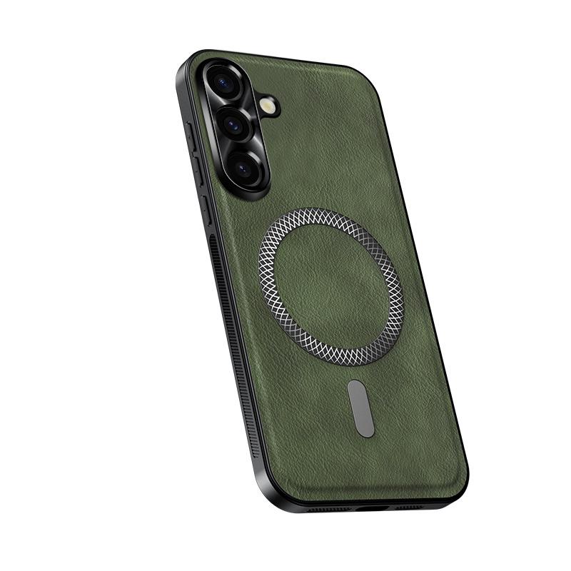 Чехол для Samsung A57 Кожаный Магнитный Противоударный Чехол для Galaxy A57 A56 A36 A16 Беспроводная Зарядка Защита Объектива Чехол для Телефона