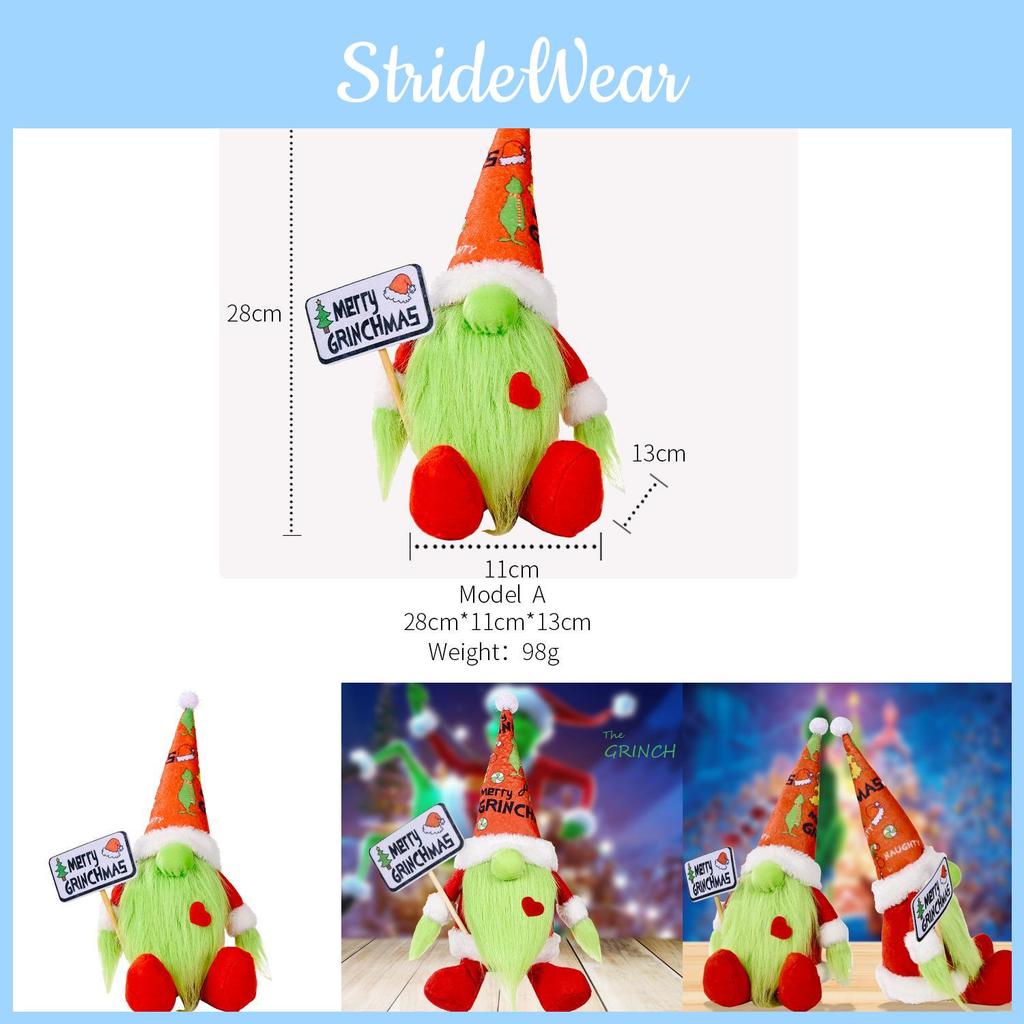 Adorable Grinch Sitting Plush Doll Green Furry Monster Holiday Decoration Toy