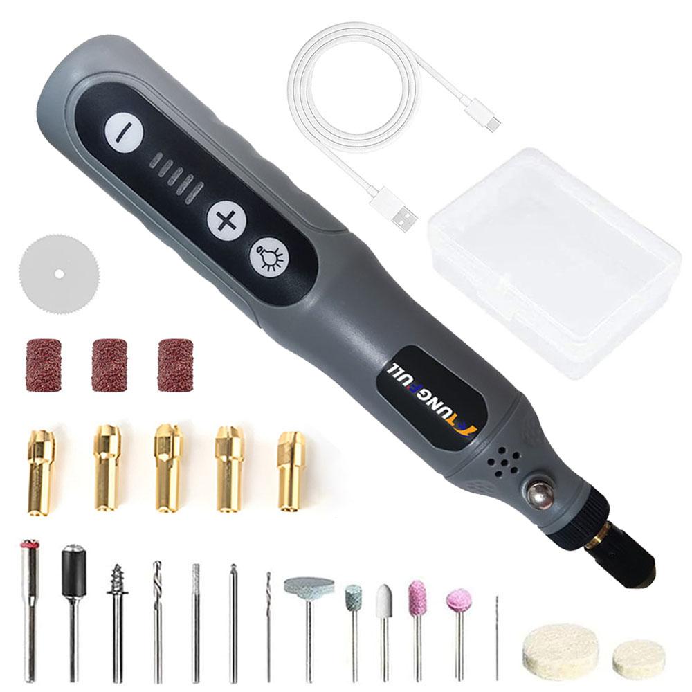 Mini Cordless Rotary Tool 5 Speed Adjustable Handheld Drill for Engraving, Sanding, Polishing, Carving, Cutting, DIY Crafts
