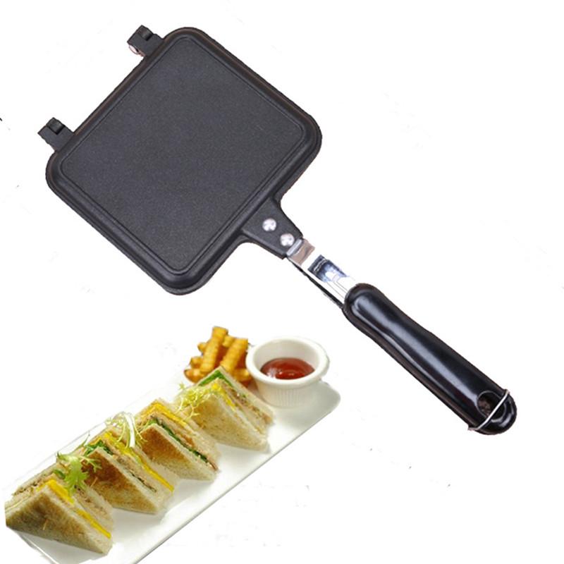 Flat Bottom Double-sided Frying Pan Bread Toast Baking Pan Household Non-stick Sandwich Frying Pan