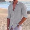 Men's Linen Shirts Short Sleeve Button Up Turn Down Collar Casual Summer Home Daily Shirts