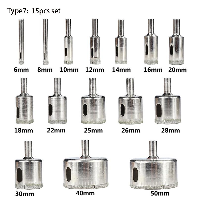 1 комплект 3-50 мм алмазное сверло с покрытием для плитки мрамора стекла керамики кольцевая пила алмазное сверло