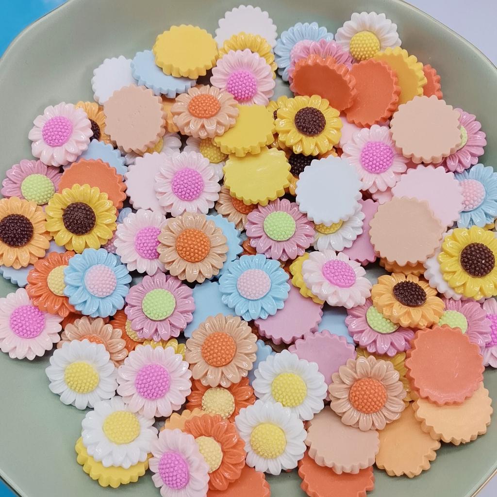 25mm Cute Sunflower Resin Mini Flat Back Scrapbook Kawaii DIY Embellishments Accessories Decor
