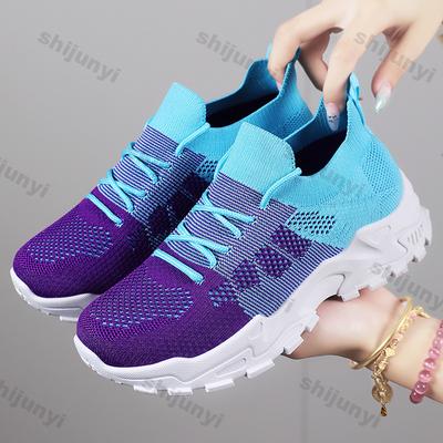 Женские кроссовки Fly Weave 2025 Дышащая сетка Увеличение роста Повседневная обувь На шнуровке Удобная мягкая подошва Спортивная обувь