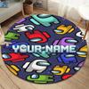 Among Us Custom Name Round Area Rug,Carpet Rug for Living Room Bedroom Sofa Playroom Decor,Non-slip Floor Mat