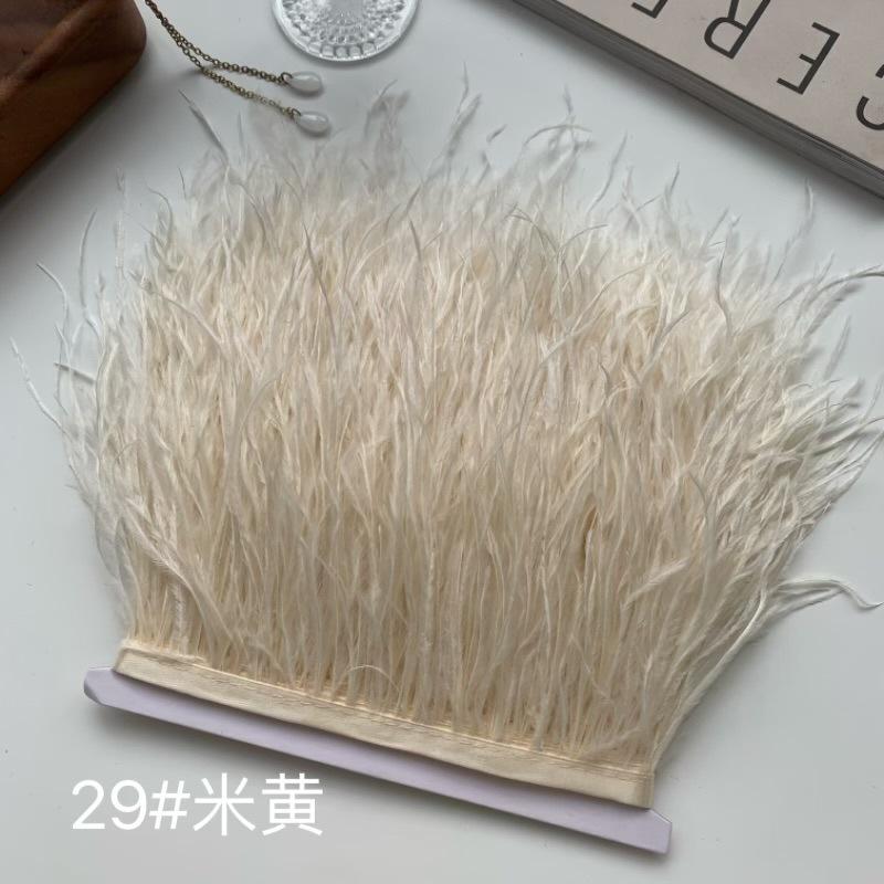 Ткань с отделкой из страусиных перьев 10-15 см Аксессуары для одежды DIY Украшение юбки Декольте платья Манжеты Перья