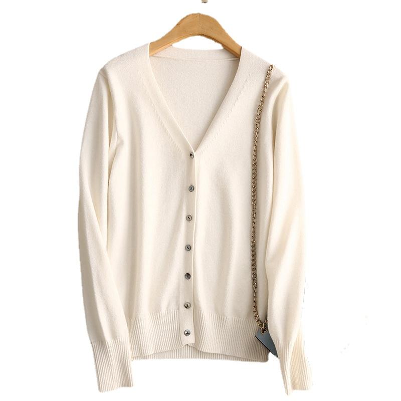 Women Cardigans Autumn Winter Single Breasted V-neck Knitted Sweater Spring Fashion Short Knitwear Solid Cardigan Jumpers