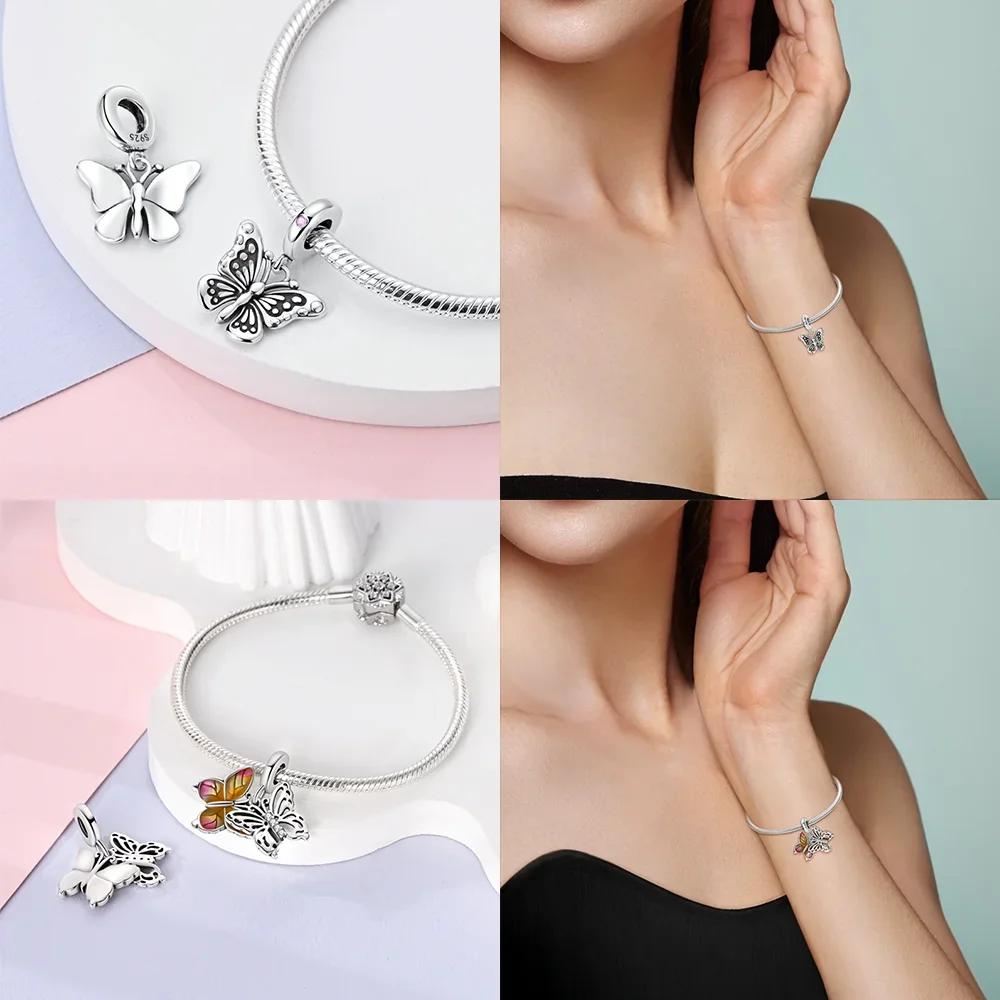 Изысканный медный синий серии подвеска-шарм в виде бабочки подходит для браслета-шарма, DIY женские оригинальные ювелирные подарки