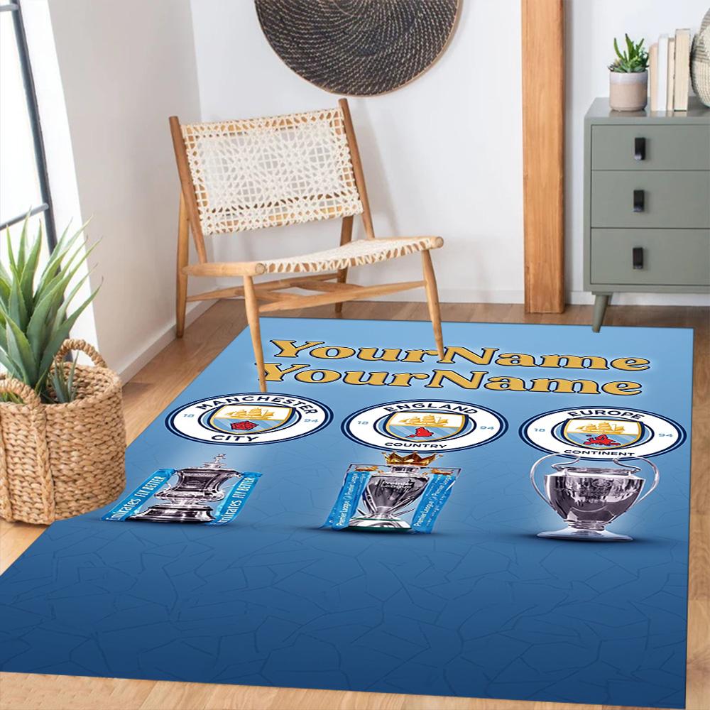 Manchester City Personalized Name Carpet Design for Outdoor Dormitory Dining Room Decorate room Antislip Carpet Anime Office Decor