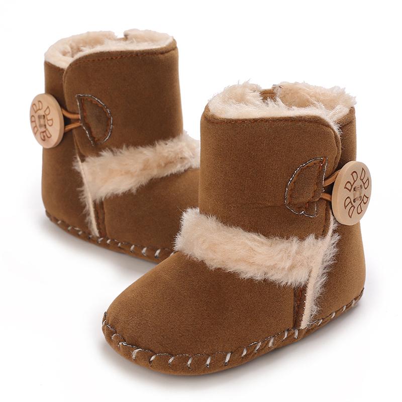 Baby Antiskid shoe Winter Boots Baby Girl Boys Winter Warm Shoes Solid Fashion Toddler Fuzzy First Walkers Kid Shoes 0-18M