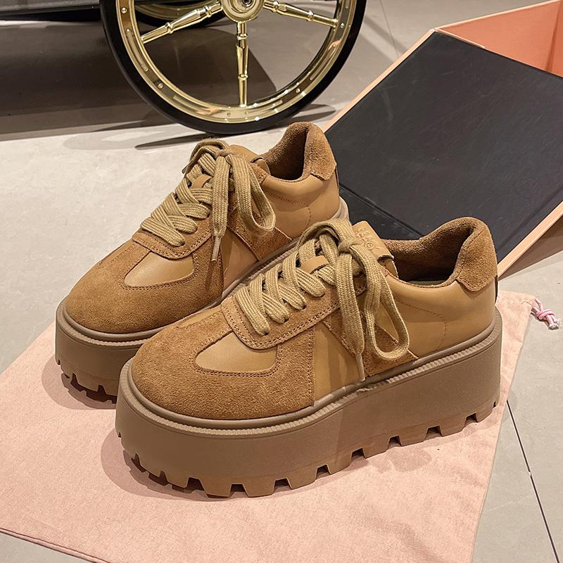 Aphixta Женские Повседневные Кроссовки Ботинки Обувь Женская Шнуровка Платформа Увеличение Роста Современные Ботинки Массивная Подошва Хаки Ботильоны